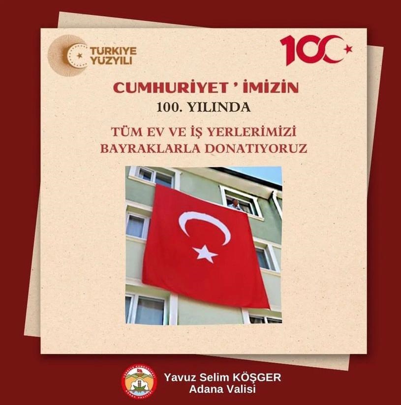 Cumhuriyet' imizin 100. yılında Tüm Ev ve İş Yerlerimizi Bayraklarla Donatıyoruz!